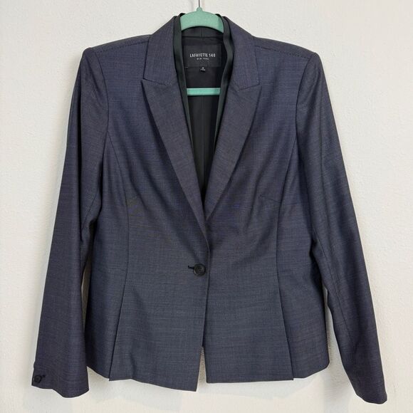 Lafayette 148 New York Virgin Wool Silk Career Grey 8 - Picture 1 of 10